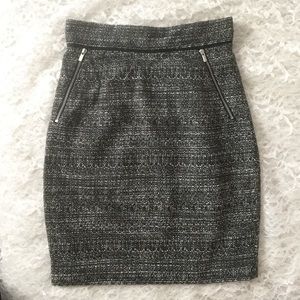 Black and white tweed pencil skirt